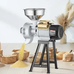 VEVOR Electric Grain Mill Grinder, 3000W Spice Grinders, Commercial Corn Mill with Funnel, Thickness Adjustable Powder Machine, Heavy Duty Feed Flour Cereal Mill Wheat Grinders, Dry & Wet Grinder