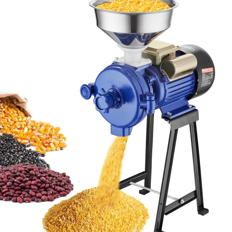 VEVOR Electric Grain Mill Grinder, 3000W Spice Grinders, Commercial Corn Mill with Funnel, Thickness Adjustable Powder Machine, Heavy Duty Feed Flour Cereal Mill Wheat Grinders, Dry Grinder