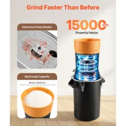 VEVOR Electric Grain Mill Grinder, 600W High Power Commercial Spice Grinder, 6.6 Gal Pulverizer Powder Machine with Galvanized Sharp Blades, for Dry Grains, Spices, Cereals, Coffee, Corn & Pepper