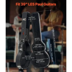VEVOR Electric Guitar Hard Case, 41.34 in Gourd-Shaped Guitar Hard Case, With Lock Latch Keys Handle, PVC Padding Soft Lining Water-Resistant Hard Shell Guitar Case, for 39 in LES Paul Guitars, Black