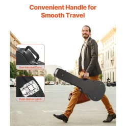 VEVOR Electric Guitar Hard Case, 41.34 in Gourd-Shaped Guitar Hard Case, With Lock Latch Keys Handle, PVC Padding Soft Lining Water-Resistant Hard Shell Guitar Case, for 39 in LES Paul Guitars, Black