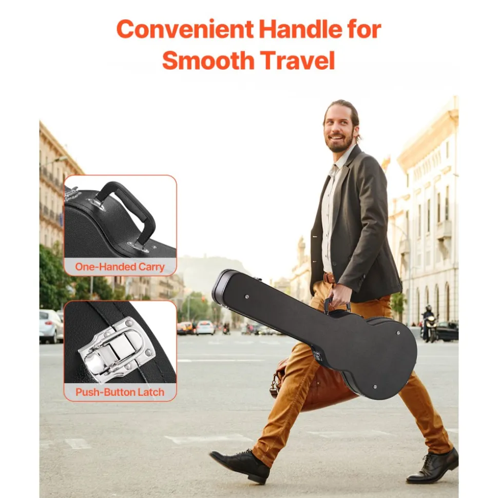 VEVOR Electric Guitar Hard Case, 41.34 in Gourd-Shaped Guitar Hard Case, With Lock Latch Keys Handle, PVC Padding Soft Lining Water-Resistant Hard Shell Guitar Case, for 39 in LES Paul Guitars, Black