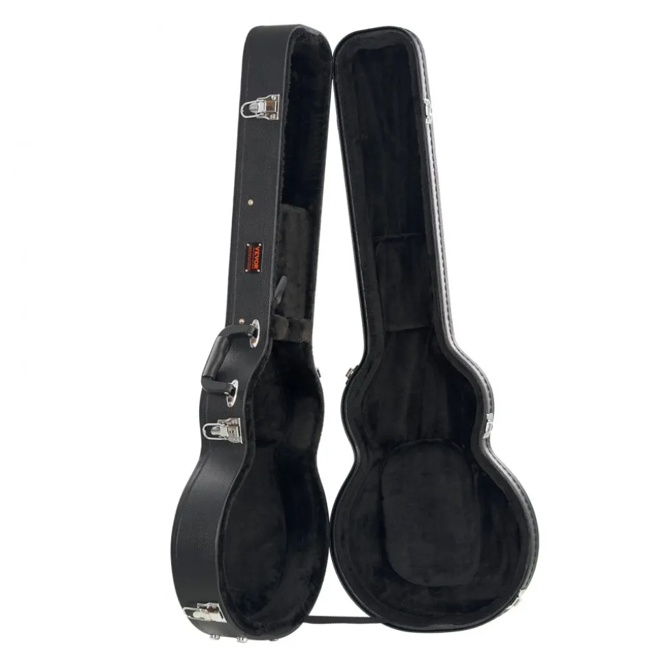 VEVOR Electric Guitar Hard Case, 41.34 in Gourd-Shaped Guitar Hard Case, With Lock Latch Keys Handle, PVC Padding Soft Lining Water-Resistant Hard Shell Guitar Case, for 39 in LES Paul Guitars, Black