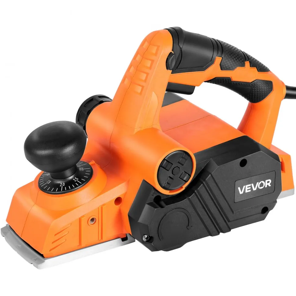 VEVOR Electric Hand Planer, 3-1/4-Inch Cut Width, 7-Amp 14500 RPM Corded Power Handheld Planer for Wood, with Adjustable Cut Depth, 2 Blades, for Woodworking Wood Chamfer DIY Smooth Finish Carpentry