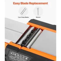 VEVOR Electric Hand Planer, 3-1/4-Inch Cut Width, 7-Amp 16800 RPM Corded Power Handheld Planer for Wood, with Adjustable Cut Depth, 2 Blades, for Woodworking Wood Chamfer DIY Smooth Finish Carpentry