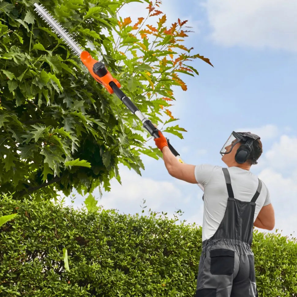 VEVOR Electric Hedge Trimmer, 1200 RPM, 6.2 - 7.8 Ft Extendable, Pole Hedge Trimmer for High Branch, 20V Battery, Cordless Hedge Trimmer with 20 in Blade, 5 Angles Adjustable for Yard Garden