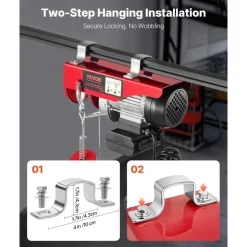 VEVOR Electric Hoist, 440lbs Garage Hoist with 14ft Wired Control, 110 volt Electric Hoist Winch 40ft Single Cable Lifting Height, Pure Copper Motor and Emergency Stop Switch