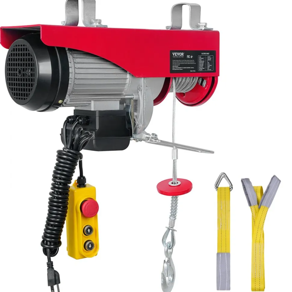 VEVOR Electric Hoist, 440lbs Garage Hoist with 14ft Wired Control, 110 volt Electric Hoist Winch 40ft Single Cable Lifting Height, Pure Copper Motor and Emergency Stop Switch
