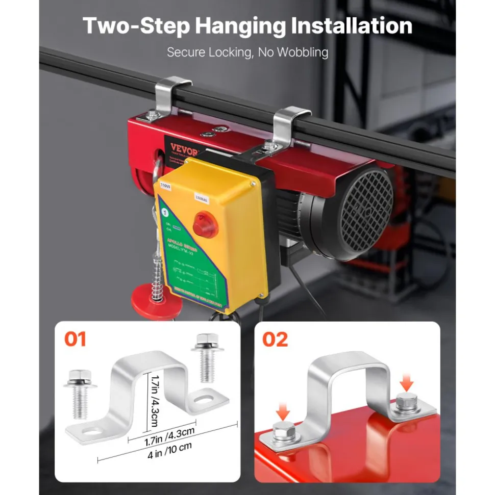 VEVOR Electric Hoist, 1320 lbs Lifting Capacity, 1150W 110V Electric Steel Wire Winch with Wireless Remote Control, 40ft Single Cable Lifting Height & High-quality Motor, for Garage Warehouse Factory