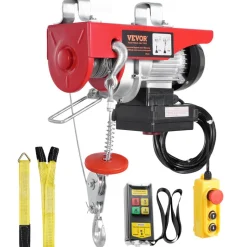 VEVOR Electric Hoist, 440 lbs 120V Electric Winch with 328 ft Wireless & 14 ft Wired Remote Control, 40 ft Single Cable Lifting Height, Single/Double Slings, Lift Hoist for Garage Warehouse Factory