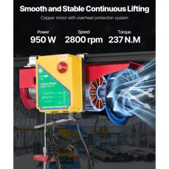 VEVOR Electric Hoist, 1760 lbs 120V Electric Winch with 328 ft Wireless Remote Control, 40 ft Single Cable Lifting Height, Single/Double Slings, Emergency Stop, Lift Hoist for Garage Warehouse Factory