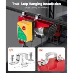 VEVOR Electric Hoist, 1760 lbs 120V Electric Winch with 328 ft Wireless Remote Control, 40 ft Single Cable Lifting Height, Single/Double Slings, Emergency Stop, Lift Hoist for Garage Warehouse Factory