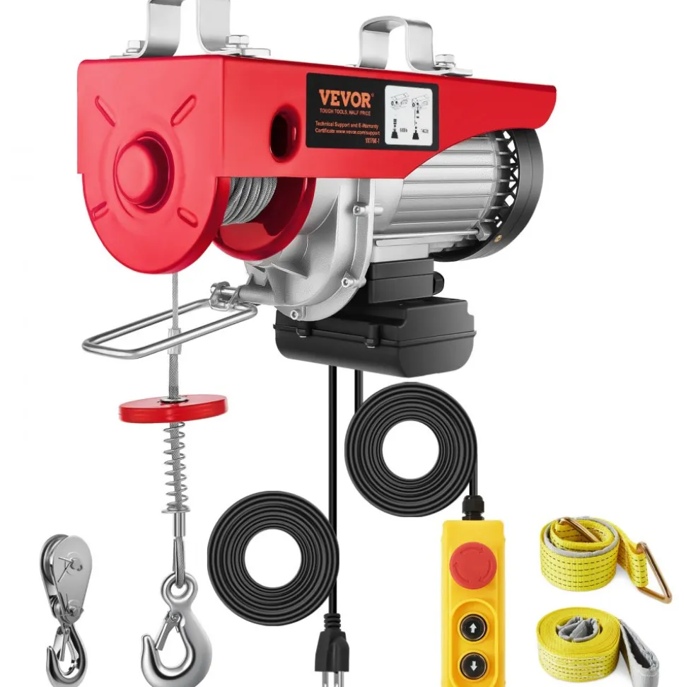 VEVOR Electric Hoist 1760lbs with 14ft Wired Remote Control, Electric Hoist 110 Volt with 40ft Single Cable Lifting Height & High-quality Motor, for Garage Warehouse Factory