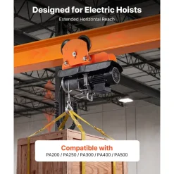 VEVOR Electric Hoist Manual Trolley, 1100 lbs/0.5 Ton Load for PA200 PA250 PA300 PA400 PA500, Push Beam Trolley with Dual Wheels, 2.68