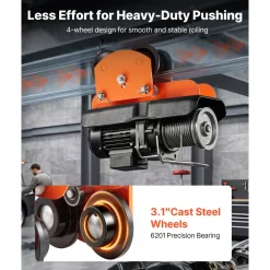 VEVOR Electric Hoist Manual Trolley, 1100 lbs/0.5 Ton Load for PA200 PA250 PA300 PA400 PA500, Push Beam Trolley with Dual Wheels, 2.68