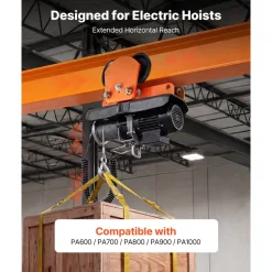 VEVOR Electric Hoist Manual Trolley, 2200 lbs/1 Ton Load for PA600 PA700 PA800 PA900 PA1000, Push Beam Trolley with Dual Wheels, 2.68