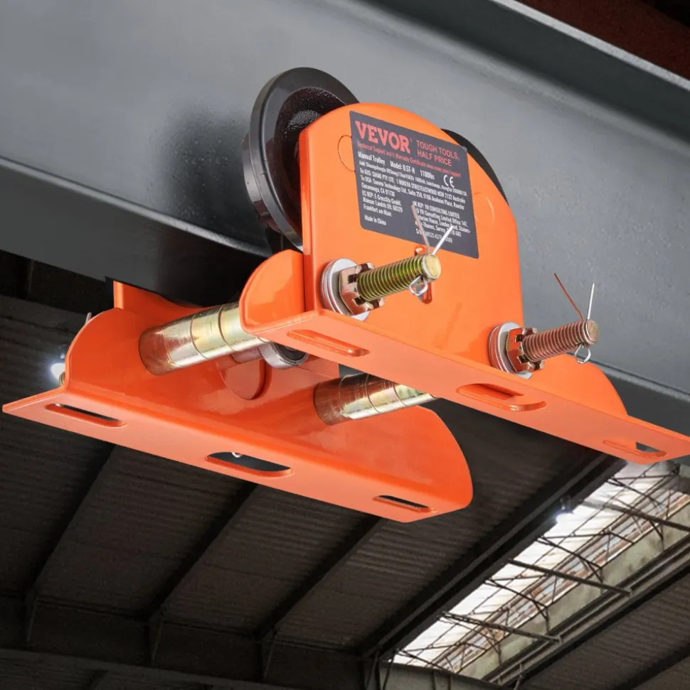 VEVOR Electric Hoist Manual Trolley, 1100 lbs/0.5 Ton Capacity for PA200 PA250 PA300 PA400 PA500, Push Beam Trolley with Dual Wheels, 2.36"-4.72" Adjustable Flange Width for Straight Curved I Beam