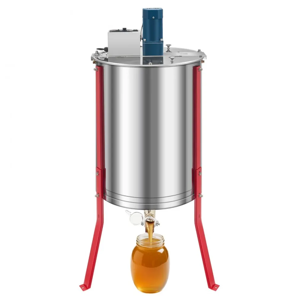 VEVOR Electric Honey Extractor, 6 Frame Honey Spinner with Transparent Lid, 140W Stainless Steel Honeycomb Drum Spinner, Height Adjustable, Honeycomb Extraction Equipment for Beekeeping