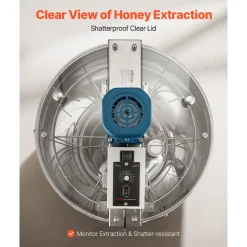 VEVOR Electric Honey Extractor, 6 Frame Honey Spinner with Transparent Lid, 140W Stainless Steel Honeycomb Drum Spinner, Height Adjustable, Honeycomb Extraction Equipment for Beekeeping