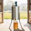 VEVOR Electric Honey Extractor, 3 Frame Honey Spinner with Transparent Lid, 140W Stainless Steel Honeycomb Drum Spinner, Height Adjustable, Honeycomb Extraction Equipment for Beekeeping