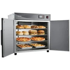 VEVOR Electric Hot Box Food Warmer, 4-Tier Commercial Warming Cabinet with Water Tray, Single-Door and Adjustable Shelves, Stainless Steel Food Warmer Cabinet, for Restaurant, Kitchen, Pizza, Chicken