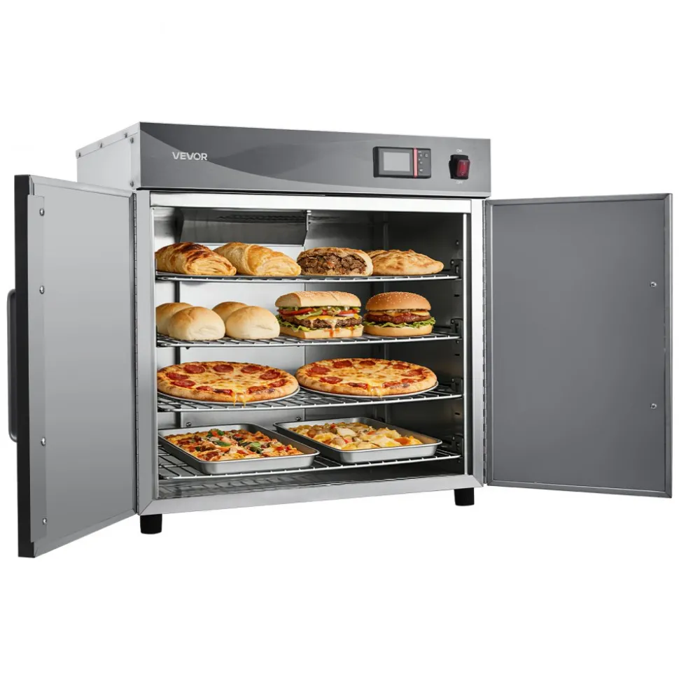 VEVOR Electric Hot Box Food Warmer, 4-Tier Commercial Warming Cabinet with Water Tray, Single-Door and Adjustable Shelves, Stainless Steel Food Warmer Cabinet, for Restaurant, Kitchen, Pizza, Chicken
