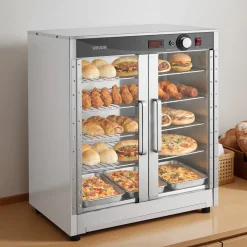 VEVOR Electric Hot Box Food Warmer, 5-Tier Commercial Warming Cabinet with Water Tray, Double-Door and Adjustable Shelves, Stainless Steel Food Warmer Cabinet, for Restaurant, Kitchen, Pizza, Chicken