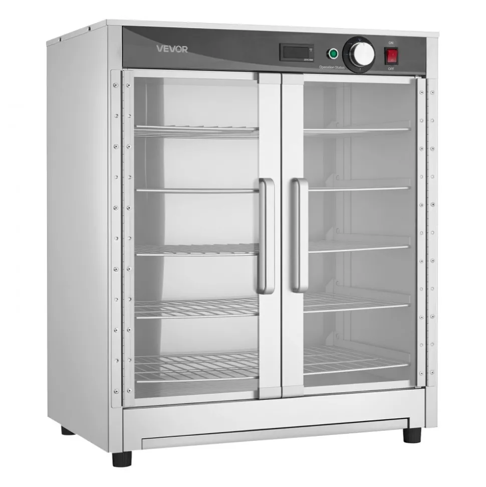 VEVOR Electric Hot Box Food Warmer, 5-Tier Commercial Warming Cabinet with Water Tray, Double-Door and Adjustable Shelves, Stainless Steel Food Warmer Cabinet, for Restaurant, Kitchen, Pizza, Chicken