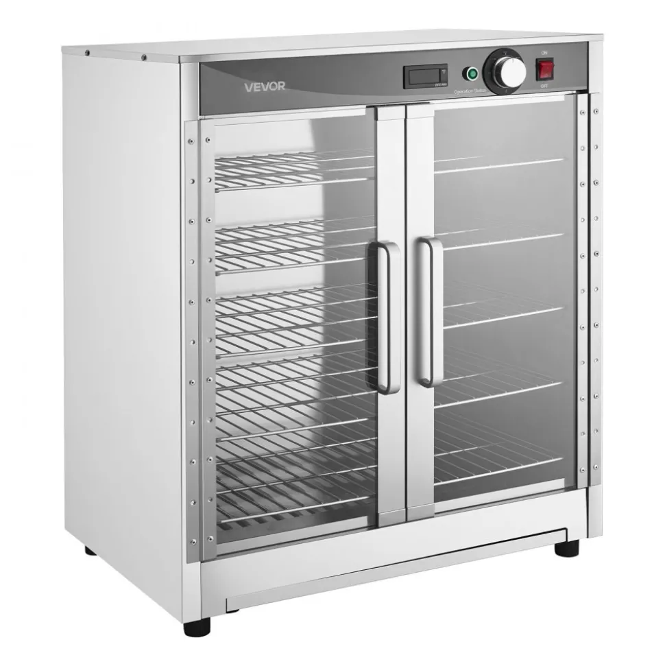 VEVOR Electric Hot Box Food Warmer, 5-Tier Commercial Warming Cabinet with Water Tray, Double-Door and Adjustable Shelves, Stainless Steel Food Warmer Cabinet, for Restaurant, Kitchen, Pizza, Chicken