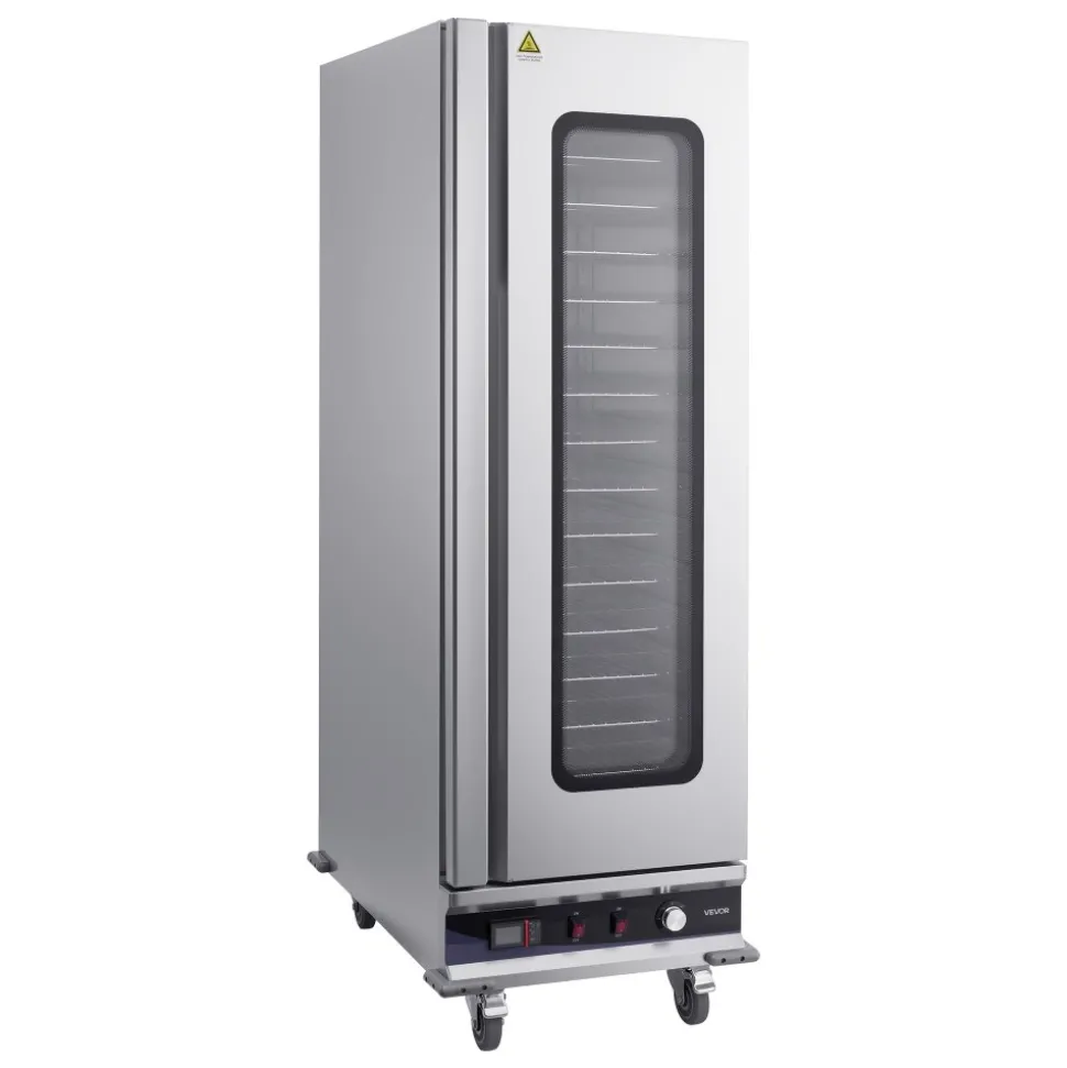 VEVOR Electric Hot Box Food Warmer, 16-Tier Commercial Warming Cabinet with Water Tray, Glass Door and Adjustable Shelves, Stainless Steel Food Warmer Cabinet, for Restaurant, Kitchen, Pizza, Chicken