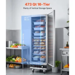 VEVOR Electric Hot Box Food Warmer, 16-Tier Commercial Warming Cabinet with Water Tray, Single-Door and Adjustable Shelves, Stainless Steel Food Warmer Cabinet, for Restaurant, Kitchen, Pizza, Chicken