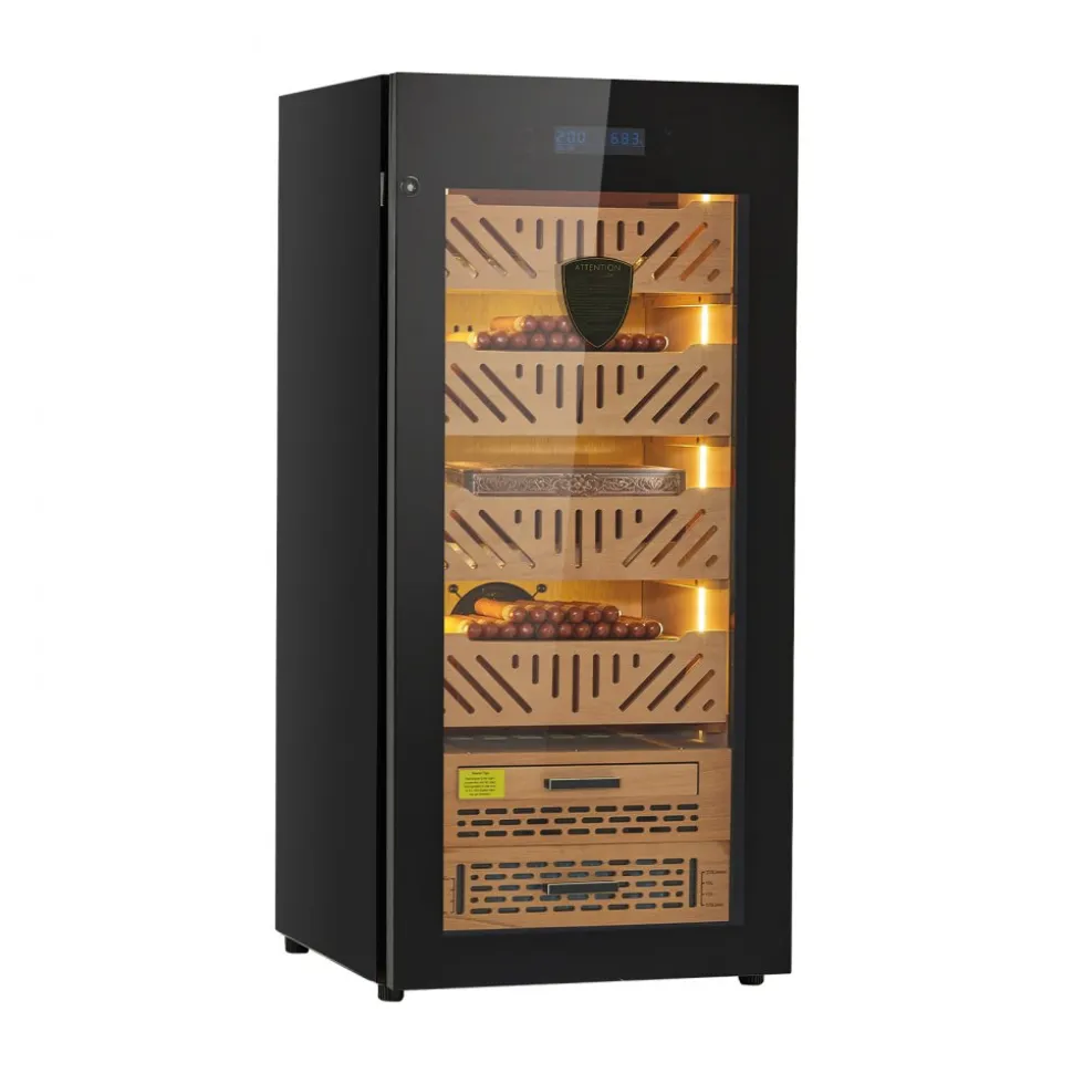 VEVOR Electric Humidor, 105L, 1000 Counts Electric Cigar Humidor Cabinet with Compressor Cooling, Constant Humidity & Temperature Control, Spanish Cedar Wood Shelves & Drawers, 4 Layers, for Household