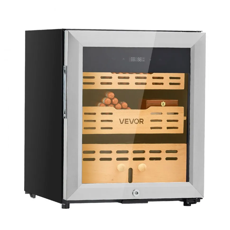 VEVOR Electric Humidor, 50L, 300 Counts Electric Cigar Humidor Cabinet with Compressor Cooling, Constant Humidity & Temperature Control, Spanish Cedar Wood Shelves & Drawers, 2 Layers, for Household
