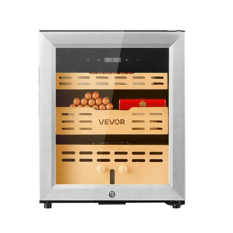 VEVOR Electric Humidor, 50L, 300 Counts Electric Cigar Humidor Cabinet with Compressor Cooling, Constant Humidity & Temperature Control, Spanish Cedar Wood Shelves & Drawers, 2 Layers, for Household