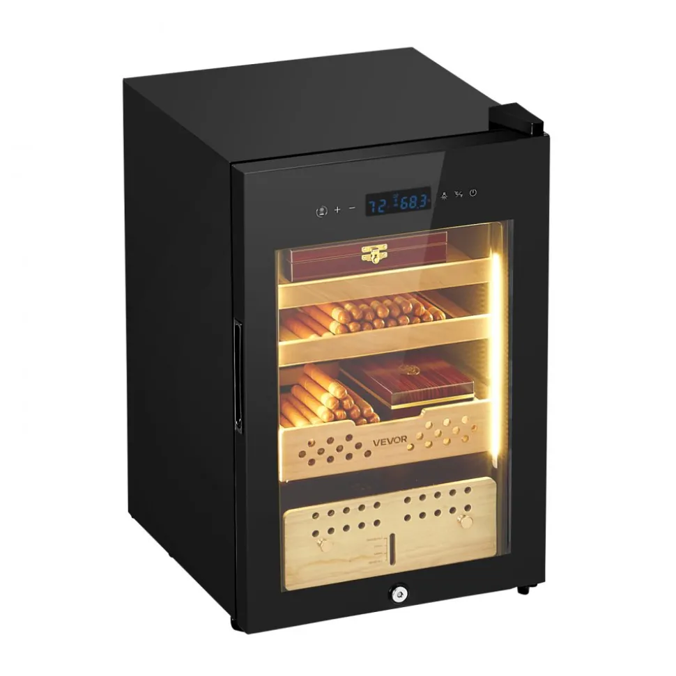 VEVOR Electric Humidor, 60L, 350 Counts Electric Cigar Humidor Cabinet with Compressor Cooling, Constant Humidity & Temperature Control, Spanish Cedar Wood Shelves & Drawers, 3 Layers, for Household