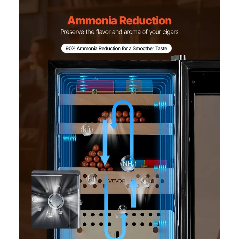 VEVOR Electric Humidor, 60L, 350 Counts Electric Cigar Humidor Cabinet with Compressor Cooling, Constant Humidity & Temperature Control, Spanish Cedar Wood Shelves & Drawers, 3 Layers, for Household