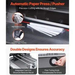 VEVOR Electric Hydraulic Paper Cutter, 2500W Heavy Duty Paper Cutter Machine 20.2 in/515 mm Cutting Width, 3.1 in/80 mm Cutting Thickness, Electric Guillotine Trimmer with Casters & Infrared Function