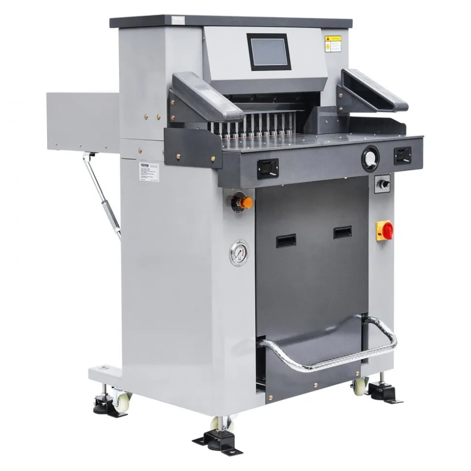 VEVOR Electric Hydraulic Paper Cutter, 2500W Heavy Duty Paper Cutter Machine 20.2 in/515 mm Cutting Width, 3.1 in/80 mm Cutting Thickness, Electric Guillotine Trimmer with Casters & Infrared Function