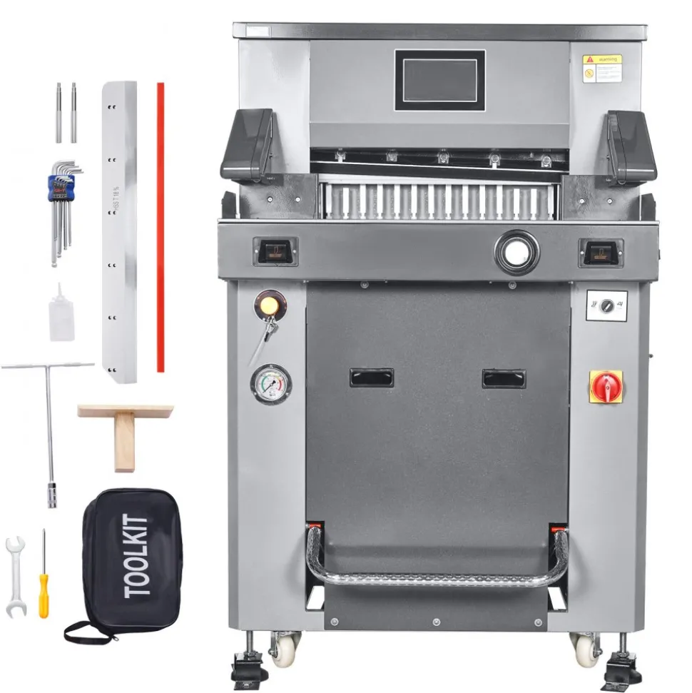 VEVOR Electric Hydraulic Paper Cutter, 2500W Heavy Duty Paper Cutter Machine 20.2 in/515 mm Cutting Width, 3.1 in/80 mm Cutting Thickness, Electric Guillotine Trimmer with Casters & Infrared Function