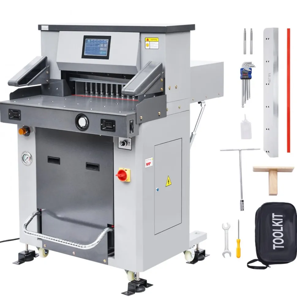 VEVOR Electric Hydraulic Paper Cutter, 2500W Heavy Duty Paper Cutter Machine 20.2 in/515 mm Cutting Width, 3.1 in/80 mm Cutting Thickness, Electric Guillotine Trimmer with Casters & Infrared Function