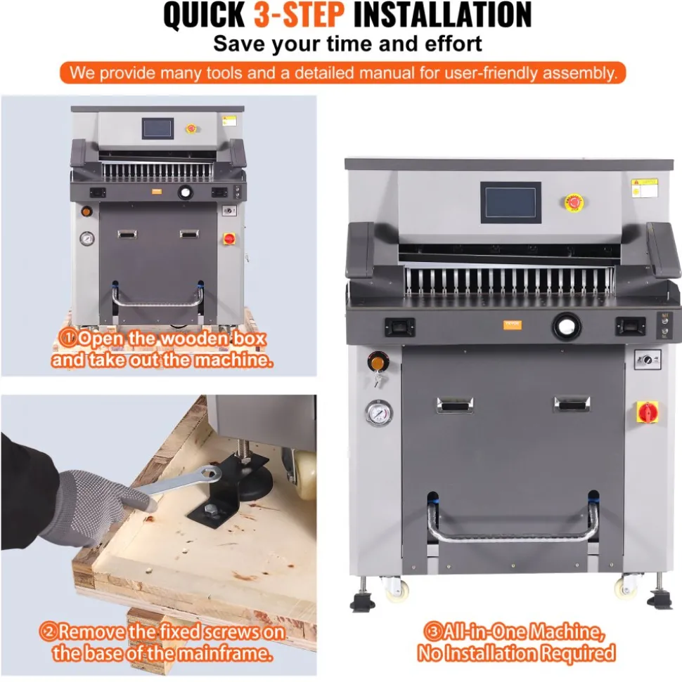 VEVOR Electric Hydraulic Paper Cutter, Heavy Duty Paper Cutter Machine 26" /660.4mm Cutting Width, 3.14"/80mm Cutting Thickness, Electric Paper Trimmer with 7" Touchscreen Numerical Control