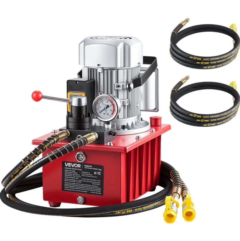 VEVOR Electric Hydraulic Pump, 750W 10,000 PSI, 120V Single Acting Electric Driven Hydraulic Pump Power Pack Unit, with Solenoid Valve, 0.53 Gallon / 2L, for Punching, Bending, Single Acting Cylinders