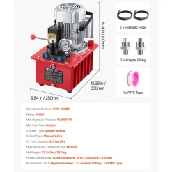VEVOR Electric Hydraulic Pump, 750W 10,000 PSI, 120V Single Acting Electric Driven Hydraulic Pump Power Pack Unit, with Solenoid Valve, 0.53 Gallon / 2L, for Punching, Bending, Single Acting Cylinders