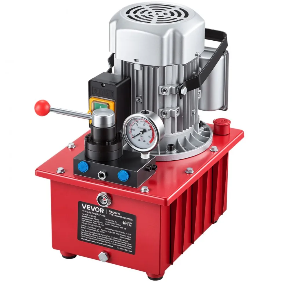 VEVOR Electric Hydraulic Pump, 750W 10,000 PSI, 120V Single Acting Electric Driven Hydraulic Pump Power Pack Unit, with Solenoid Valve, 0.53 Gallon / 2L, for Punching, Bending, Single Acting Cylinders