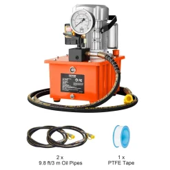 VEVOR Electric Hydraulic Pump, 10000 PSI 750W 110V, 488 in³/8L Capacity, Single Acting Manual Valve, Electric Driven Hydraulic Pump Power Pack Unit with Lever Switch for Punching/Bending/Jack Machines