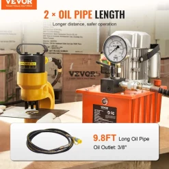 VEVOR Electric Hydraulic Pump, 10000 PSI 750W 110V, 488 in³/8L Capacity, Single Acting Manual Valve, Electric Driven Hydraulic Pump Power Pack Unit with Lever Switch for Punching/Bending/Jack Machines