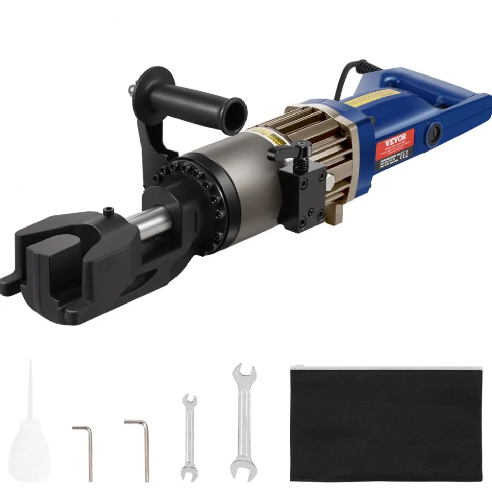 VEVOR Electric Hydraulic Rebar Bender, 1500W Portable Rebar Bending Machine, Bending up to 3/4 Inch #6 (6-20mm) within 4 Seconds, High Power Steel Rebar Bender w/ Tool Case Oil Can,Black Blue RN-22