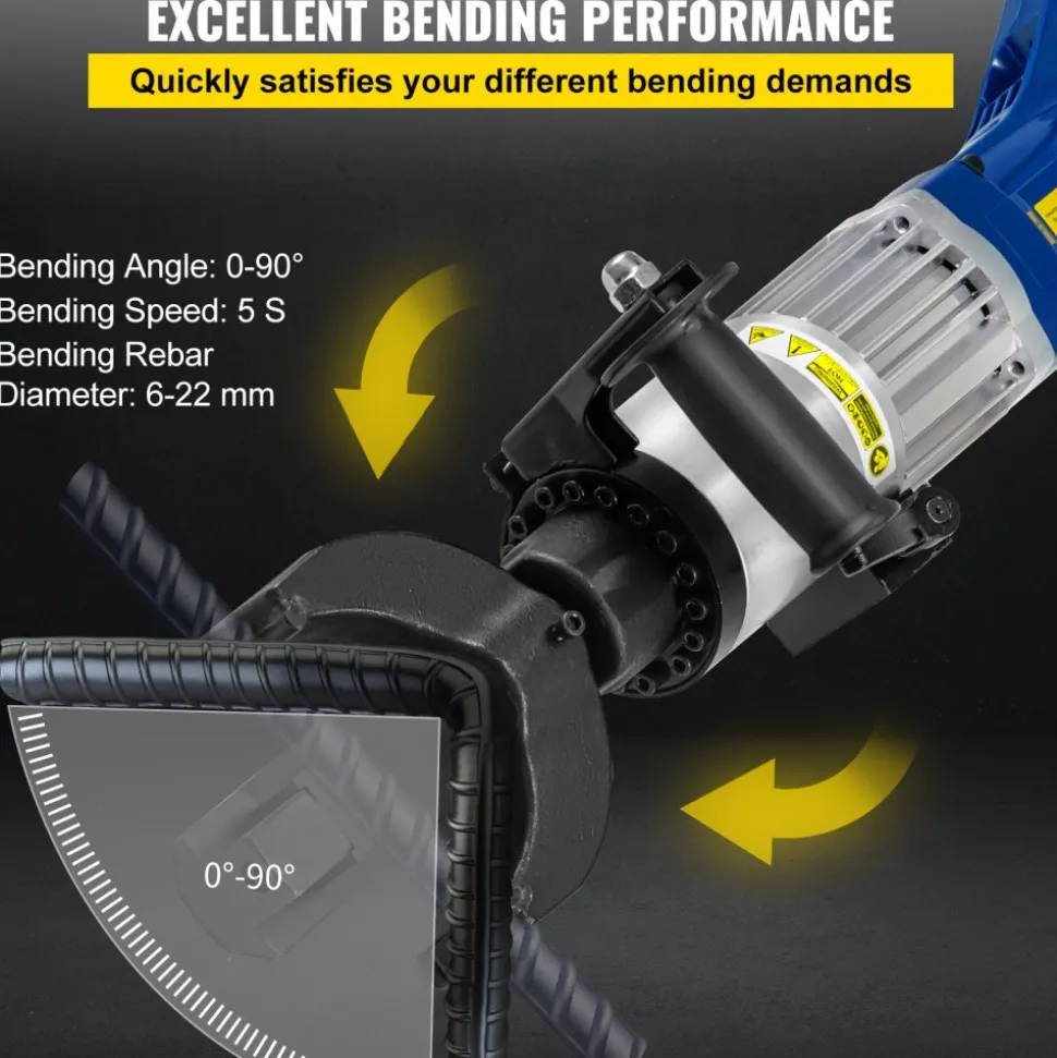 VEVOR Electric Hydraulic Rebar Bender, 1.2 KW 0.9 inch 22 mm Hand Held Rebar Bender 110 V Portable Electric Rebar Bender, within 5 s