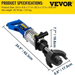 VEVOR Electric Hydraulic Rebar Bender, 1.2 KW 0.9 inch 22 mm Hand Held Rebar Bender 110 V Portable Electric Rebar Bender, within 5 s