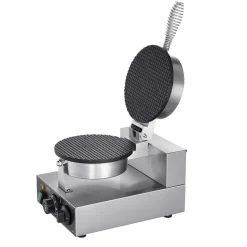 VEVOR Electric Ice Cream Cone Maker, Commercial 1230W Waffle Cone Machine, Non-Stick Stainless Steel Egg Roll Mold, with Temperature and Time Control, Handle, for Restaurant Bakery Snack Bar Family
